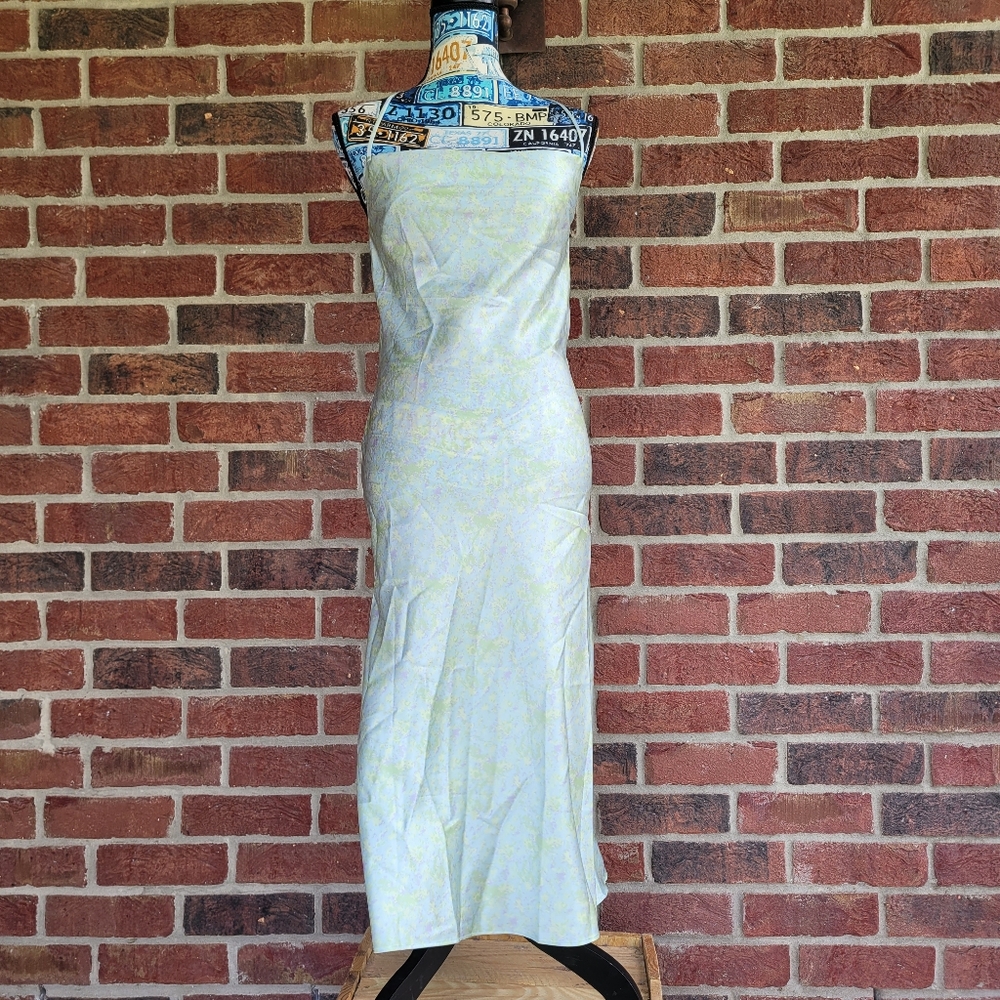 Lucy Paris Size XS Mint, Lavender and Yellow Abstract Strappy Slip Dress